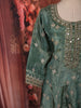 Dusty Sage Green Floral Zari and Mirror Embroidered Design Tissue Organza Salwar Suit