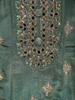 Dusty Sage Green Floral Zari and Mirror Embroidered Design Tissue Organza Salwar Suit