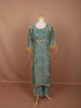 Dusty Sea Green Floral Sequins Embroidered Design Crushed Tissue Fancy Wear Palazzo Suit