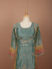 Dusty Sea Green Floral Sequins Embroidered Design Crushed Tissue Fancy Wear Palazzo Suit