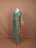 Dusty Sea Green Floral Sequins Embroidered Design Crushed Tissue Fancy Wear Palazzo Suit