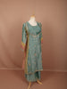 Dusty Sea Green Floral Sequins Embroidered Design Crushed Tissue Fancy Wear Palazzo Suit