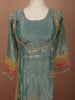 Dusty Sea Green Floral Sequins Embroidered Design Crushed Tissue Fancy Wear Palazzo Suit