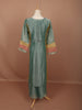 Dusty Sea Green Floral Sequins Embroidered Design Crushed Tissue Fancy Wear Palazzo Suit