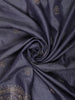 Dusty Steel Blue Floral Thread Embroidered Design Pure Tussar Fancy Saree with Floral Border