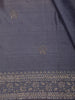 Dusty Steel Blue Floral Thread Embroidered Design Pure Tussar Fancy Saree with Floral Border