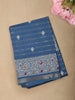 Dusty Steel Blue Traditional Butta Motif Design Mixed Cotton Saree with Zari Border
