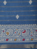 Dusty Steel Blue Traditional Butta Motif Design Mixed Cotton Saree with Zari Border