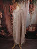 Dusty Taupe Beige Floral Vine Thread Embroidered Design Tissue Silk Straight Cut Salwar Suit with Dupatta