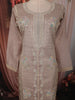 Dusty Taupe Beige Floral Vine Thread Embroidered Design Tissue Silk Straight Cut Salwar Suit with Dupatta