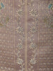 Dusty Taupe Beige Floral Vine Thread Embroidered Design Tissue Silk Straight Cut Salwar Suit with Dupatta