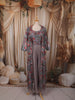 Dusty Taupe Grey Floral Printed and Beads Embroidered Design Chiffon Palazzo Suit with Over Coat
