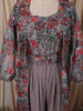Dusty Taupe Grey Floral Printed and Beads Embroidered Design Chiffon Palazzo Suit with Over Coat