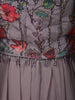 Dusty Taupe Grey Floral Printed and Beads Embroidered Design Chiffon Palazzo Suit with Over Coat