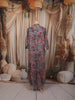 Dusty Taupe Grey Floral Printed and Beads Embroidered Design Chiffon Palazzo Suit with Over Coat