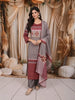 Dusty Taupe Grey Geometric Printed Design Pure Cotton Palazzo Suit with Matching Dupatta