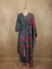 Dusty Teal Blue Floral Sequins and Beads Embroidered Design Organza Salwar Suit with Dupatta