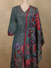 Dusty Teal Blue Floral Sequins and Beads Embroidered Design Organza Salwar Suit with Dupatta