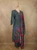 Dusty Teal Blue Floral Sequins and Beads Embroidered Design Organza Salwar Suit with Dupatta