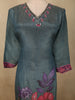 Dusty Teal Blue Floral Sequins and Beads Embroidered Design Organza Salwar Suit with Dupatta