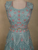 Dusty Teal Blue Floral Thread and Beads Embroidered Design Net Lehenga With Net Dupatta