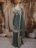 Dusty Teal Blue Floral Zari embroidered Design Organza Lehenga with Dupatta