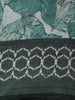 Dusty Teal Green Leaf Printed Design Mixed Cotton Saree