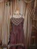 Dusty Wine Heavy Sequins and Beads Embroidered Design Tissue Silk Fancy Palazzo Suit with Choker Dupatta