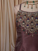 Dusty Wine Heavy Sequins and Beads Embroidered Design Tissue Silk Fancy Palazzo Suit with Choker Dupatta