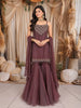 Dusty Wine Heavy Sequins and Beads Embroidered Design Tissue Silk Fancy Palazzo Suit with Choker Dupatta