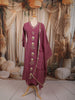 Dusty Wine Mauve Floral Motif Beads Embroidered Design Cotton Straight Cut Salwar Suit with Matching Designer Dupatta