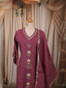 Dusty Wine Mauve Floral Motif Beads Embroidered Design Cotton Straight Cut Salwar Suit with Matching Designer Dupatta