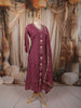 Dusty Wine Mauve Floral Motif Beads Embroidered Design Cotton Straight Cut Salwar Suit with Matching Designer Dupatta