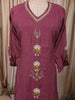 Dusty Wine Mauve Floral Motif Beads Embroidered Design Cotton Straight Cut Salwar Suit with Matching Designer Dupatta