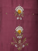 Dusty Wine Mauve Floral Motif Beads Embroidered Design Cotton Straight Cut Salwar Suit with Matching Designer Dupatta