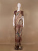 Dusty Beige Peacock And Lotus Print Semi Tussar Saree - Diadem
