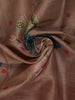 Dusty Beige Peacock And Lotus Print Semi Tussar Saree - Diadem