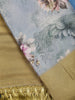 Dusty Blue Vintage Floral Printed Soft Silk Saree - Diadem