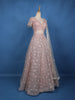 Dusty Blush Pink Floral And Sequins Embroidered Net Lehenga for Bridesmaids - Diadem