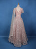 Dusty Blush Pink Floral And Sequins Embroidered Net Lehenga for Bridesmaids - Diadem