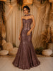 Dusty Brown Heavy Sequins and Beads Embroidered Design Mermaid Sequins Lehenga with Choker Dupatta
