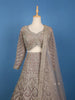 Dusty Mauve Floral And Cutdana Beads Embroidered Net Bridal Lehenga - Diadem