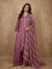 Dusty Mauve Purple Floral Thread and Beads Embroidered Design Tissue Silk Salwar Suit