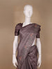 Dusty Mauve Solid Design Semi Tussar Saree With Floral Printed Border - Diadem
