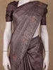 Dusty Mauve Solid Design Semi Tussar Saree With Floral Printed Border - Diadem