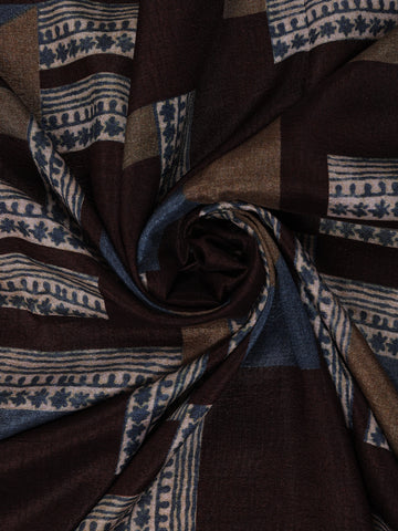 Dusty Mauve Solid Design Semi Tussar Saree With Floral Printed Border - Diadem