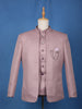Dusty Mauve Textured Jacquard Men's Suit with Chain Brooch Detailing - Diadem