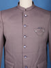 Dusty Mauve Textured Solid Polyester Men's Suit with Pocket Chain Detailing