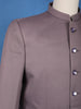 Dusty Mauve Textured Solid Polyester Men's Suit with Pocket Chain Detailing