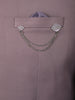 Dusty Mauve Textured Solid Polyester Men's Suit with Pocket Chain Detailing